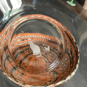Large Halloween etched Bowl and Halloween Basket