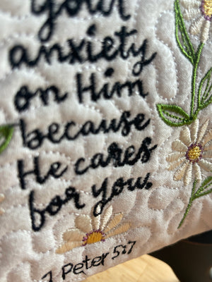 (FLAWED)Cast all your anxiety Mug Rug