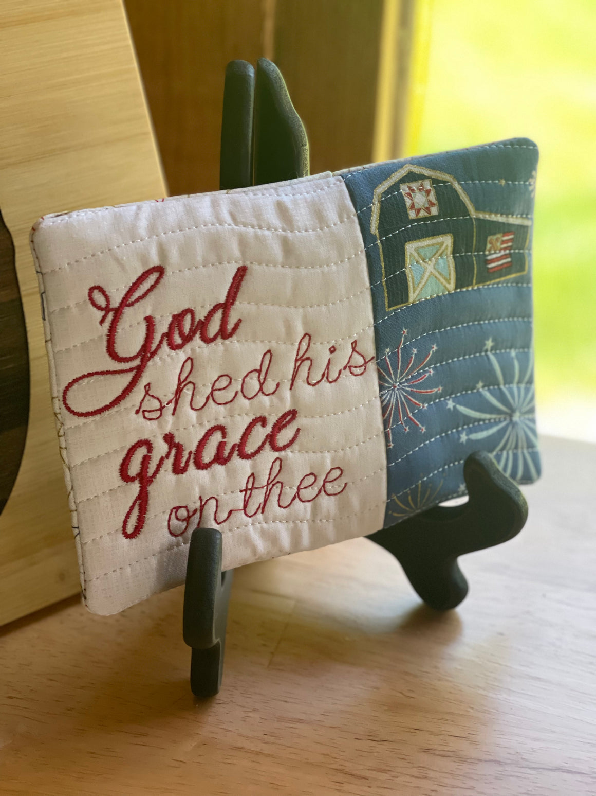 God Shed His Grace Mug Rug