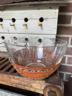 GIANT Halloween etched Bowl and Halloween Basket