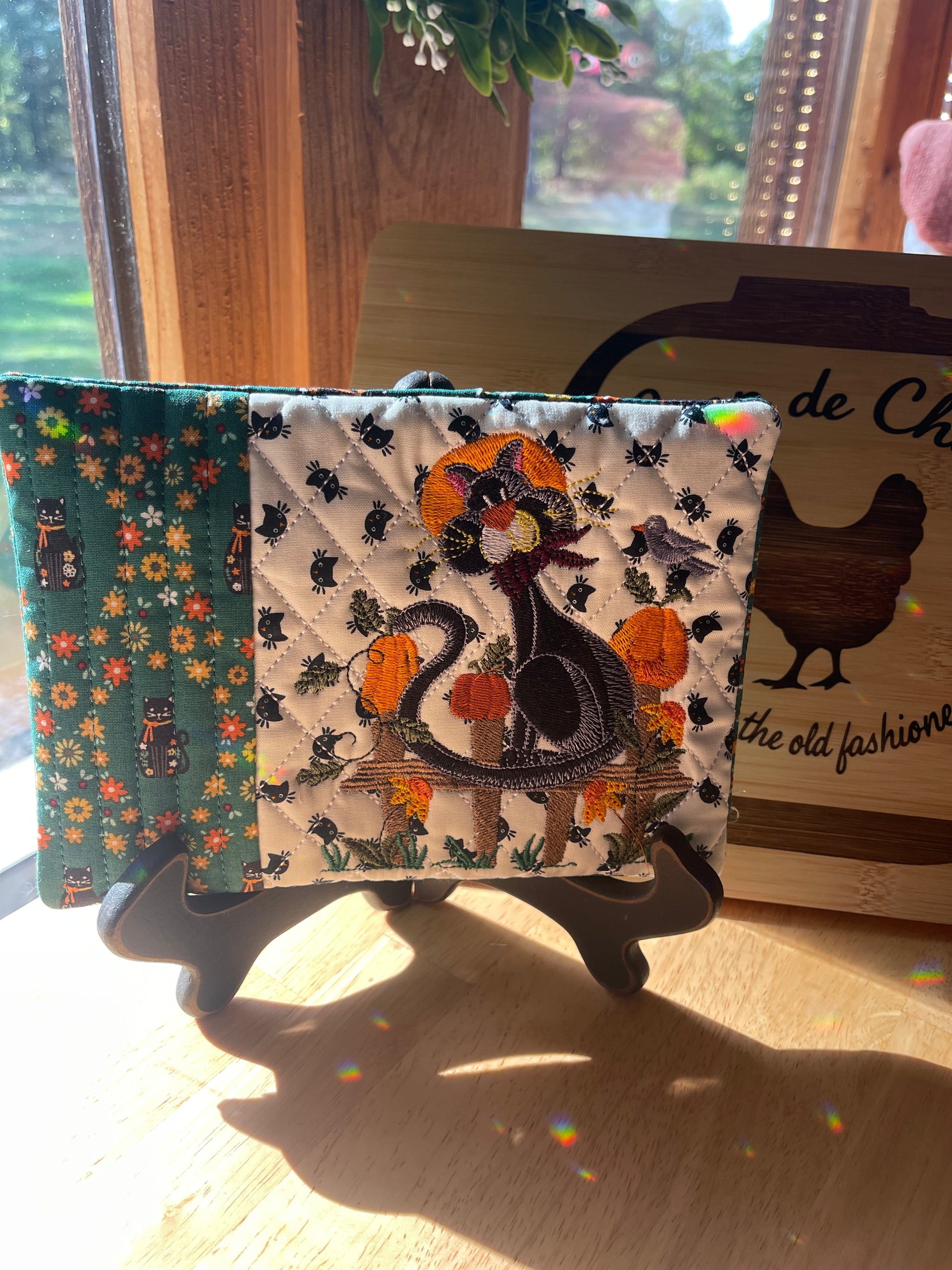 Large Halloween Cat Mug Rug